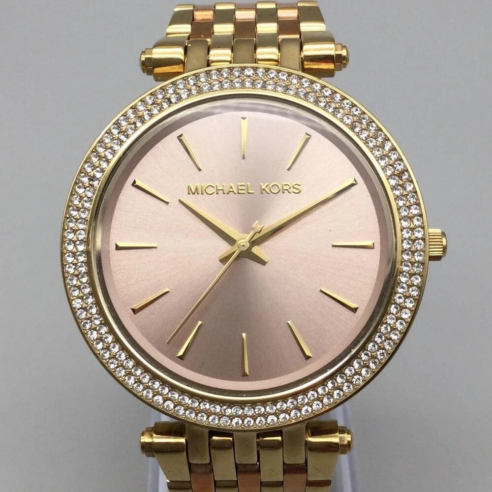 Michael Kors Darci Womens Watch 39mm Rose Gold Tone MK-3507 New Battery 7" - Picture 1 of 14
